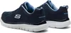 A pair of navy blue Skechers sneakers shown from a side-angle on a white background. Voir les images du produit