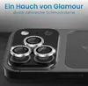 Close-up of a smartphone camera lens protector set with decorative stones. Produktbild-Vorschau