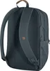 The back view of a dark gray backpack with mesh padding and brown leather accents. Náhled obrázku produktu