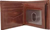An open brown leather wallet showing card slots and an ID window. Produktbild-Vorschau