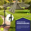 An outdoor patio umbrella shown in a garden setting, with close-ups highlighting its features. Anteprima dell’immagine prodotto