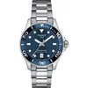 A Tissot Seastar 1000 men's watch with a blue dial and silver metal bracelet, presented on a white background. Produktbild-Vorschau