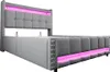 Sweiko Lit rembourré 140*200cm, Tête de lit avec étagères Voir les images du produit 9