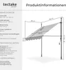 Diagram showing dimensions and technical data for a retractable awning. Náhled obrázku produktu