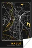 MuchoWow® Poster Halle - Stadtplan - Gold - Karte - Produktbild-Vorschau 1