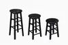 Three black bar stools of varying heights displayed against a white background. Anteprima dell’immagine prodotto