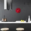 Glasuhr Wanduhr Küchenuhr Echt-Glas 30fi cm Rosen rot Produktbild-Vorschau 3