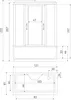Technical drawing with dimensions of a shower cabin. Podgląd zdjęcia produktu