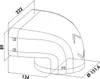 A technical drawing with dimensions of an elbow fitting for air ducts. Anteprima dell’immagine prodotto