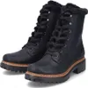 A pair of black lace-up boots with faux fur trim, shown from a slightly angled front view on a white background. Voir les images du produit