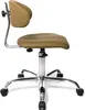 A studio shot of a brown office chair with a chrome base and wheels. Produktbild-Vorschau