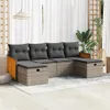 Design 6-tlg. Garten-Sofagarnitur mit Kissen Grau Poly Produktbild-Vorschau 1