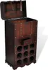 A dark brown wooden wine rack with a chest on top, shown with its lid open. Náhled obrázku produktu