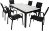 A seven-piece outdoor dining set, including a table and six chairs, is displayed against a white background. Produktbild-Vorschau
