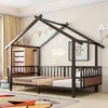 Merax Hausbett aus Metall 90x200cm, Jugendbett mit Produktbild-Vorschau 4