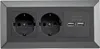 2-fach Steckdosenblock+ 2x USB, anthrazit, 250V Produktbild-Vorschau 4