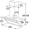 A technical drawing with dimensions of a kitchen hood. Produktbild-Vorschau