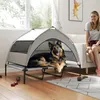 PawHut Hundeliege Outdoor mit Dach, Erhöhtes Hundebett mit Produktbild-Vorschau 2