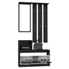A black entryway furniture set with a mirror, coat hooks, and a shoe cabinet. Náhled obrázku produktu