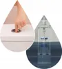 A collage showing a hand pressing a toilet flush button and a diagram of a toilet fill valve mechanism inside a water tank. Produktbild-Vorschau