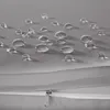 Close-up of water droplets on a gray fabric surface, with a zipper visible in the foreground. Náhled obrázku produktu