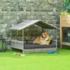 PawHut Rattan Hundehaus Hundebett mit Kissen Hausform Produktbild-Vorschau 2
