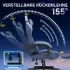 A gaming chair shown with its backrest reclined at various angles, illustrating its adjustability. Produktbild-Vorschau