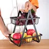 Metalowy kosz koszyk na owoce dwupoziomowy czarny stojak Podgląd zdjęcia produktu 6