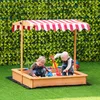 Outsunny zandbak met dak, houten constructie, bodemloos Productafbeelding-voorbeeld 2