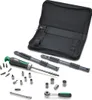 A tool set laid out on a white background with an open case. Produktbild-Vorschau