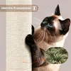 A Siamese cat is scratching a beige scratching post. An inset image shows green plants. Podgląd zdjęcia produktu