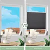 A split image showing a window with and without a pleated blind installed, demonstrating privacy and sun protection. Produktbild-Vorschau