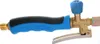 A close-up studio shot of a propane soldering torch with a blue and black handle and brass fittings. Produktbild-Vorschau