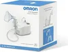 The image shows the packaging of an Omron C101 Essential Compressor Nebulizer. The front of the box features a product image and marketing text. Náhled obrázku produktu