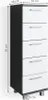A tall, narrow cabinet with five drawers, shown from a side-angle against a white background. Dimensions are indicated with text and lines. Produktbild-Vorschau
