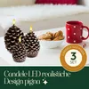 Meisterhome® LED candele pigne set di 3 - Candele di cera Anteprima dell’immagine prodotto 2