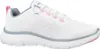 A side view of a white athletic shoe with pink and gray accents. Podgląd zdjęcia produktu