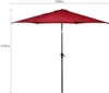 A red patio umbrella with a black pole and crank mechanism, shown against a white background with dimensions indicated. Produktbild-Vorschau