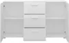 An open white sideboard with three drawers in the center and shelves on either side. Produktbild-Vorschau