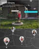 A marketing image showing a child playing in a yard with a security camera visible on the house, and a map interface with people's locations. Náhled obrázku produktu