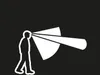 A silhouette of a person wearing a headlamp with beams of light projecting forward. Produktbild-Vorschau