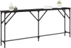 A long, narrow black console table with decorative legs and a simple shelf. Náhled obrázku produktu