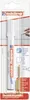 The image shows the packaging of a white grout marker pen, with a hand demonstrating its use on a tiled surface. Produktbild-Vorschau