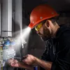 An electrician working on a fuse box with a headlamp. Produktbild-Vorschau