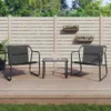 vidaXL 3-tlg. Garten-Lounge-Set mit Kissen Anthrazit Stahl Produktbild-Vorschau 2