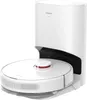 A white robot vacuum cleaner with a self-emptying base is shown against a white background. Produktbild-Vorschau