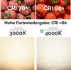Comparison of two light color temperatures with CRI ratings. Produktbild-Vorschau