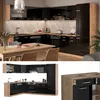 Eckküche Vicco R-Line Schwarz Hochglanz/Goldkraft Eiche 287 Produktbild-Vorschau 5