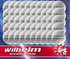 A large group of coin cell batteries are displayed in a grid formation against a blue, lightning-like background. The bottom of the image features a red banner with the brand name 'Wilhelm' and the slogan 'EINFACH STARK'. Produktbild-Vorschau