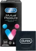 A box of Durex Mutual Pleasure condoms and one individual condom wrapper. Produktbild-Vorschau